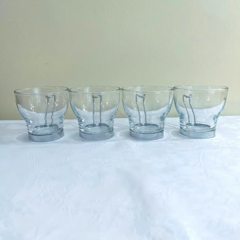 Bormioli Rocco Oslo Italian Glass Coffee Espresso Cups Tempered Metal Handle